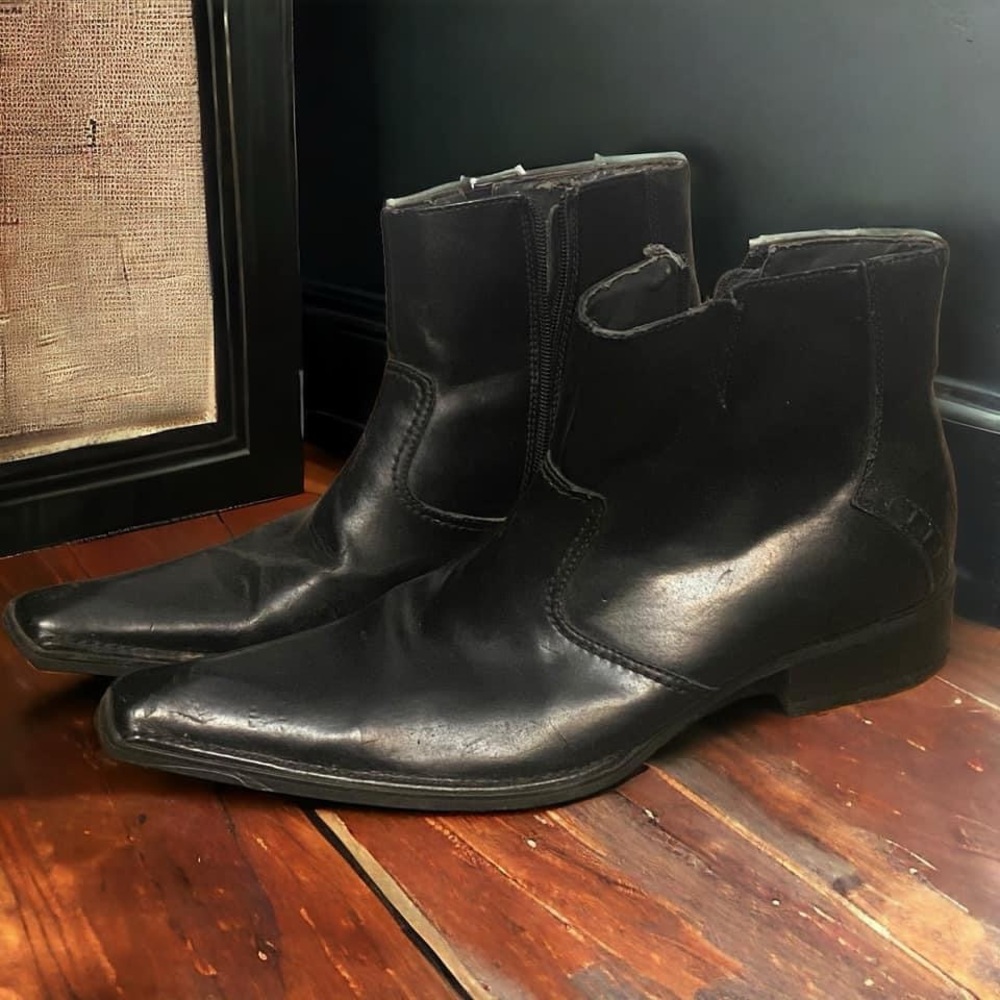💥6/$35💥 Giorgio Brutini Men's size 9 M Black Leather Zip Up Ankle Boots